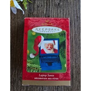 Vintage 2001 Hallmark Keepsake Ornament Laptop Santa Christmas‎ Decoration Y2K